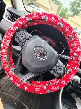 NBA Houston Rockets Red and Black Steering Wheel Cover bundle of 2 Handmade